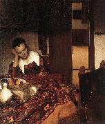 A Woman Asleep at Table wet VERMEER VAN DELFT, Jan